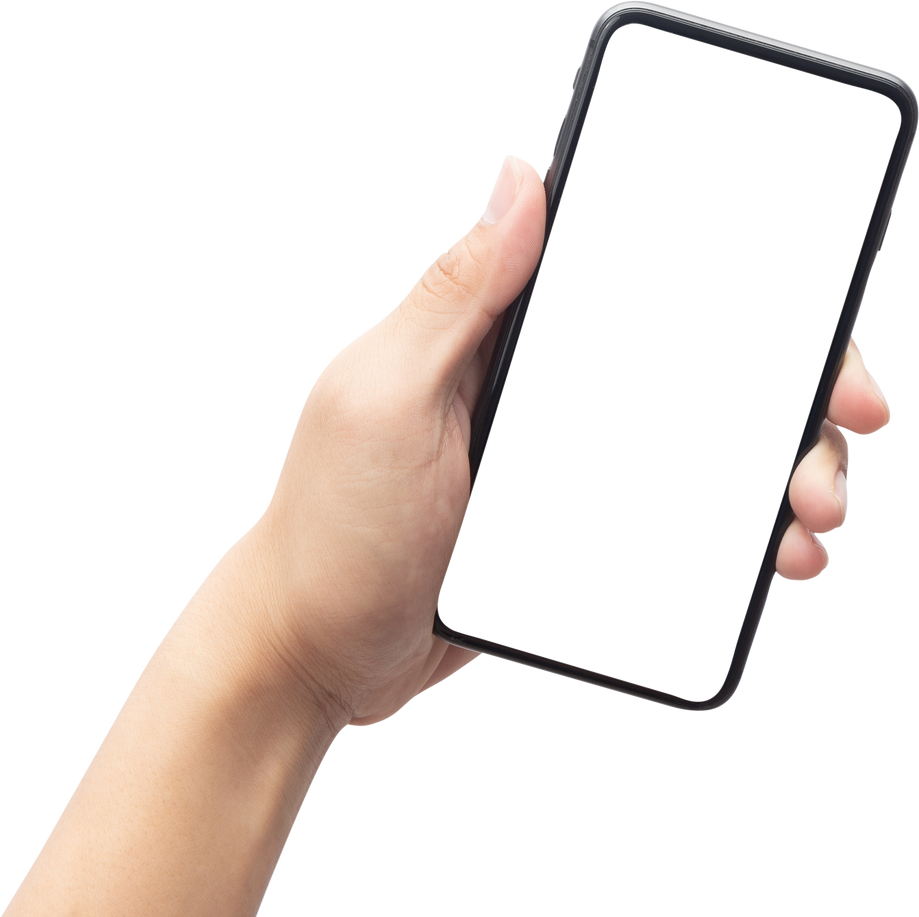 Hand Holding Smartphone with Mockup Screen Cutout